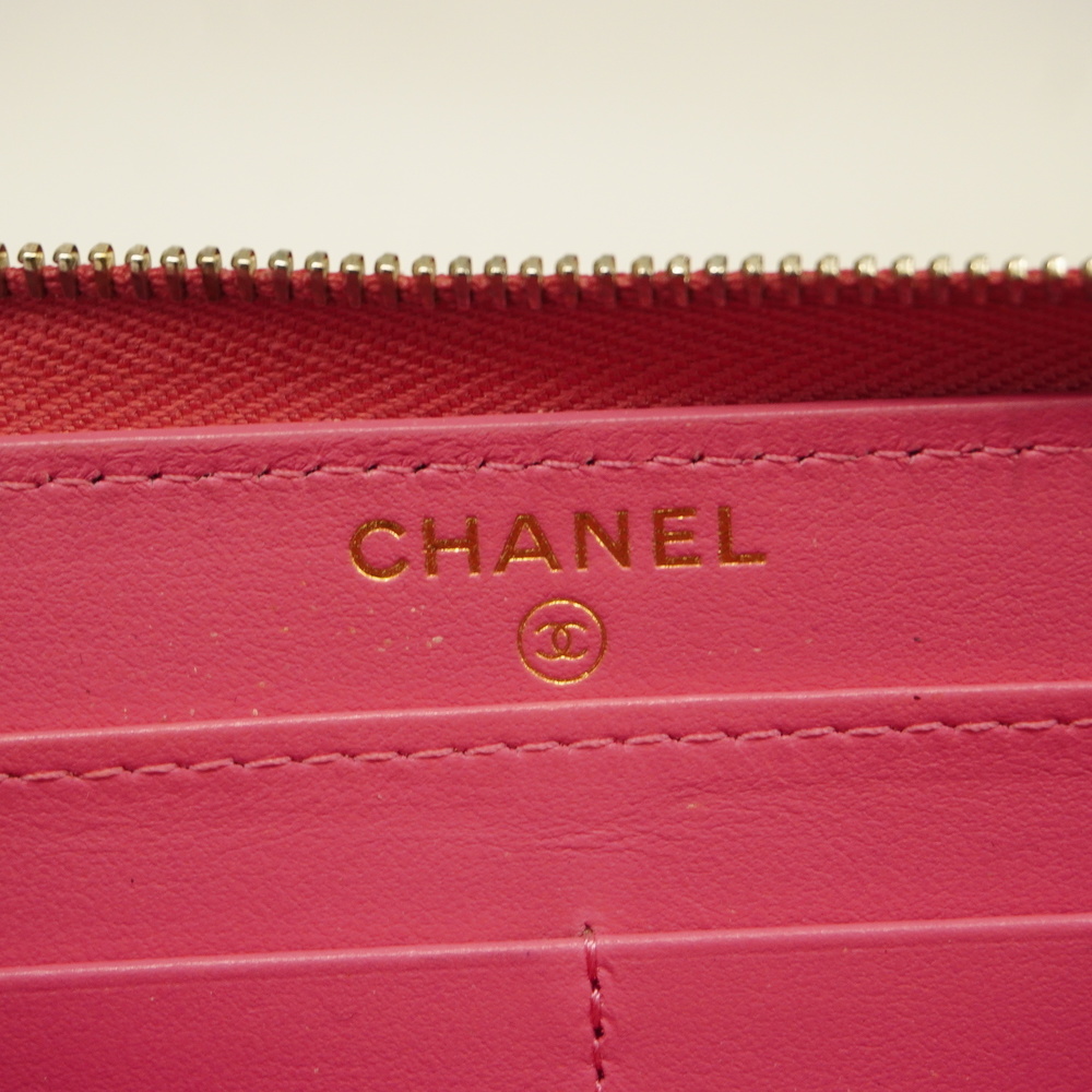 CHANELAuth  Matelasse Gold Hardware Women's Caviar Leather Long Wallet Pink - Picture 5 of 10